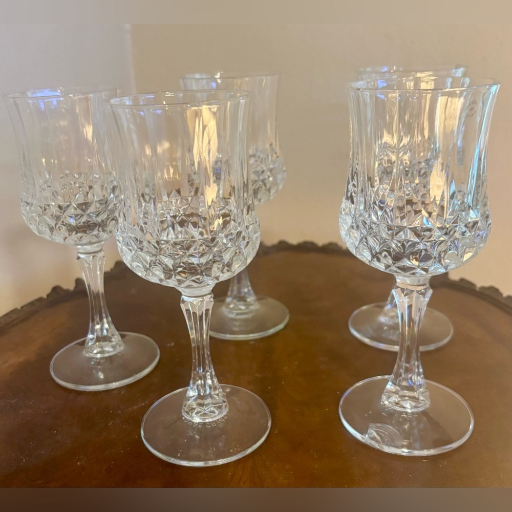 Five Crystal Wine Glasses- Perfect